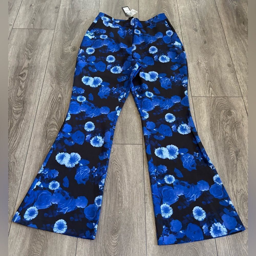 City Chic Blue Floral Flare Pants